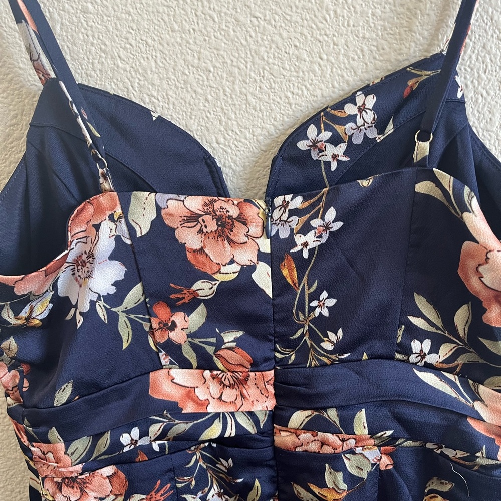 NWOT Lulus My Favorite Day Navy Floral Print Tulip Skirt Midi Dress MD - Picture 9 of 13